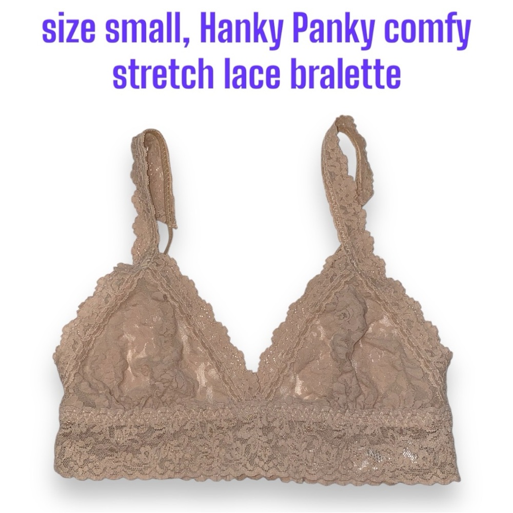 Small Hanky Panky Lace Bralette Adjustable Straps, Beige, Light Nude Comfy! VGUC